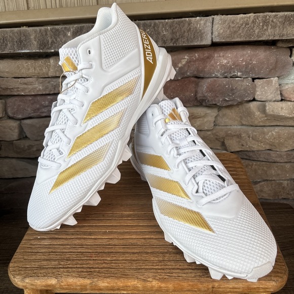 adidas Football Cleats Men's US 12 White Gold Molded adizero Impact.2 MD IF5106 - Picture 1 of 16